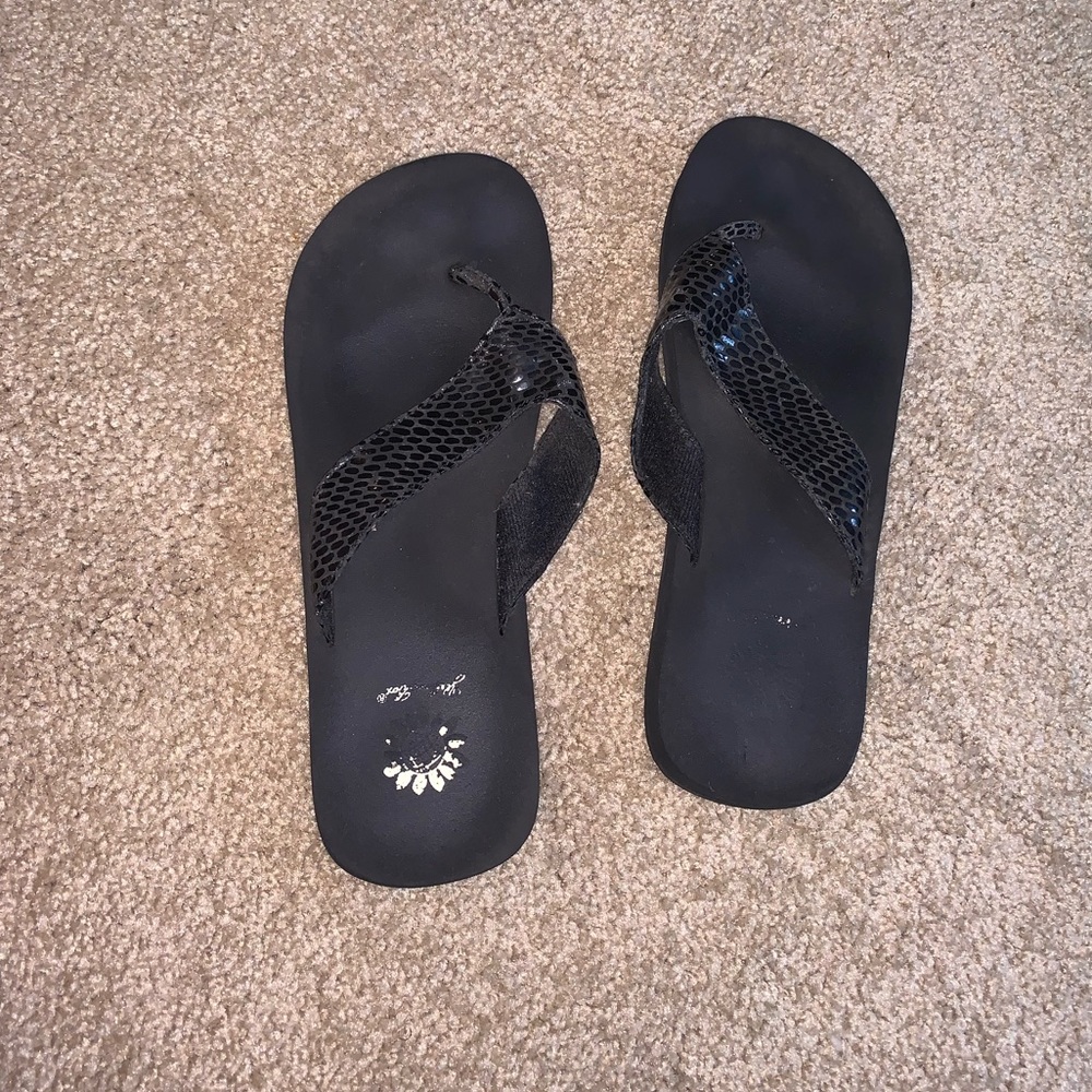 Yellow box flip flops